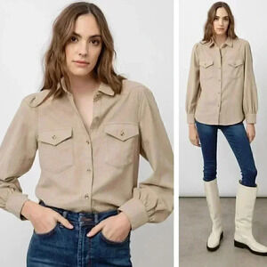 Rails Ada Button Front Shirt Heather Toffee Flannel Pilled Texture Western